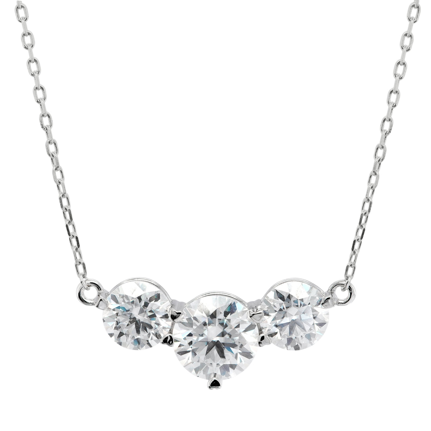Round Cut Diamond Moissanite Pendant Necklace In White Gold