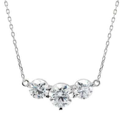 Round Cut Diamond Moissanite Pendant Necklace In White Gold