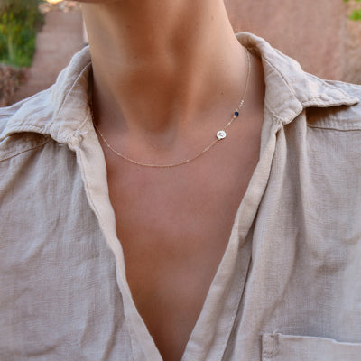 0.25 TCW Round Cut Customized Moissanite September Birthstone Necklace