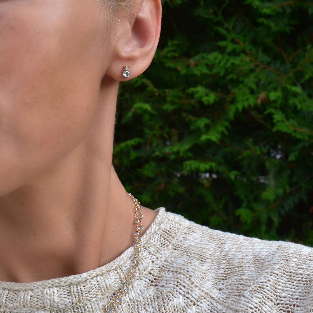 0.40 TCW Round Diamond Moissanite April Birthstone Stud Earrings