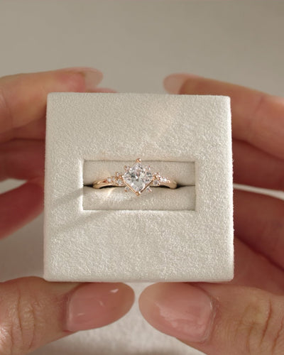 1.0 CT Princess Cut Cluster Diamond Moissanite Engagement Ring