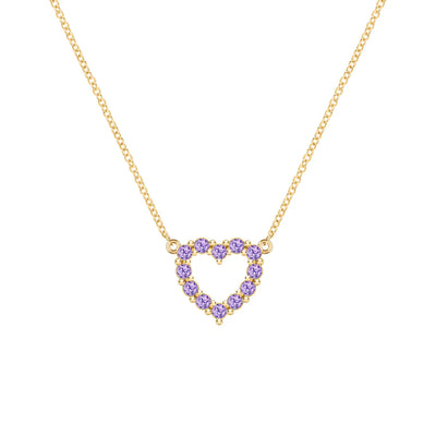1.40 TCW Round Cut Open Heart Moissanite February Birthone Necklace