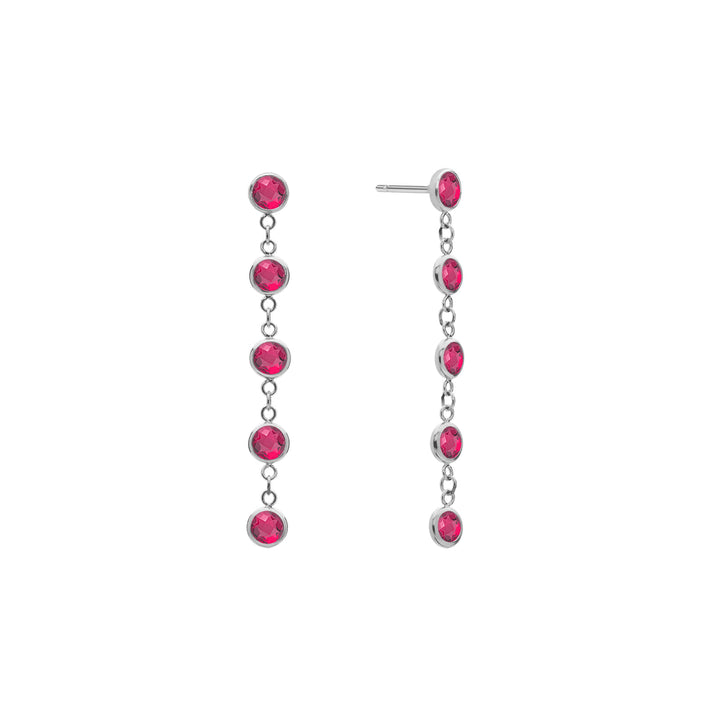 5.04TCW Round Cut Ruby Moissanite July Birthstone Dangle Earrings