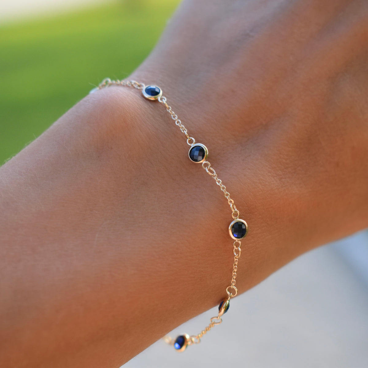 1.0TCW Round Cut Sapphire Moissanite September Birthstone Bracelet