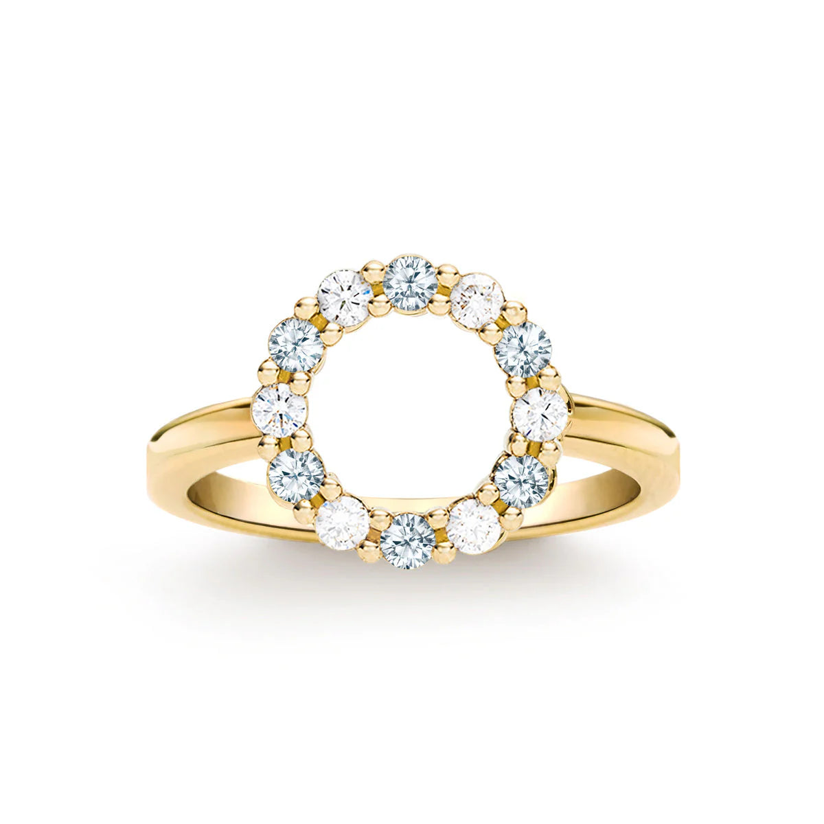 1.45TCW Round Open Circle Moissanite March Birthstone Wedding Ring