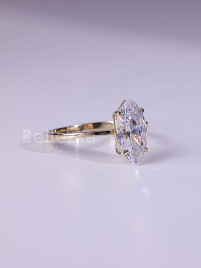 2.0CT Marquise Cut Solitaire Moissanite Engagement Ring