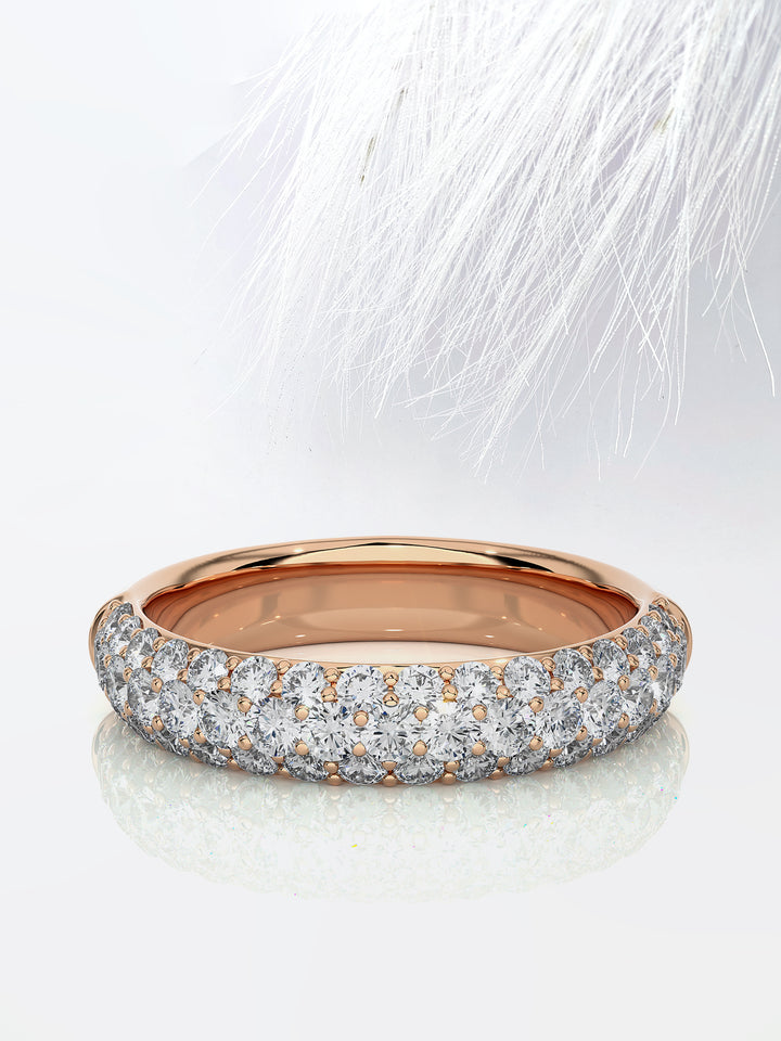 Round Cut Three Row Moissanite Pave Men's Wedding Band