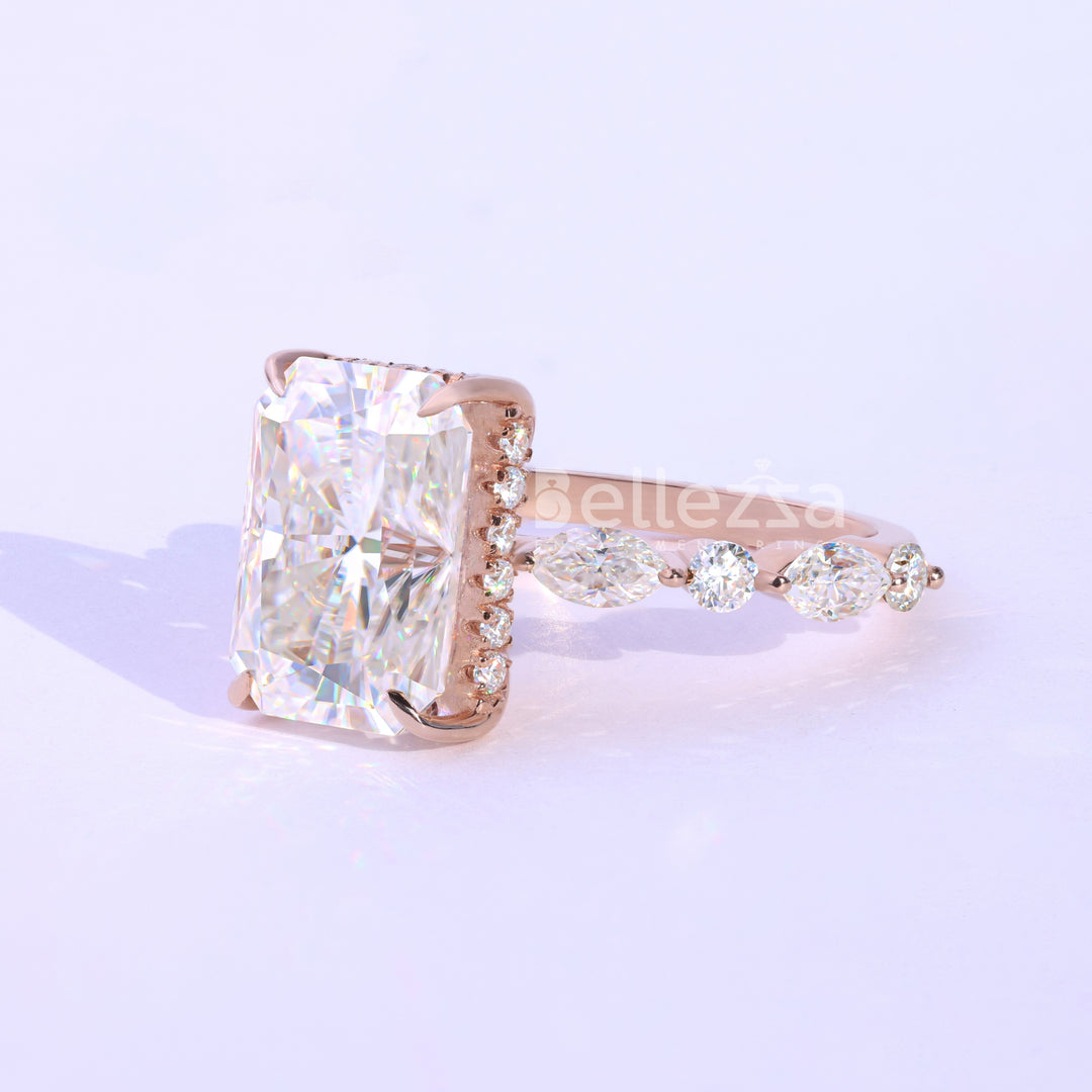 5.0 CT Radiant Cut Pave Setting Engagement Ring - Ready To Ship