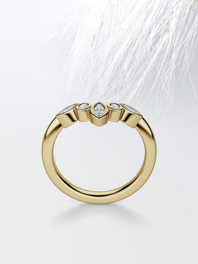Round & Marquise Cut Curved Diamond Wedding Band For Women