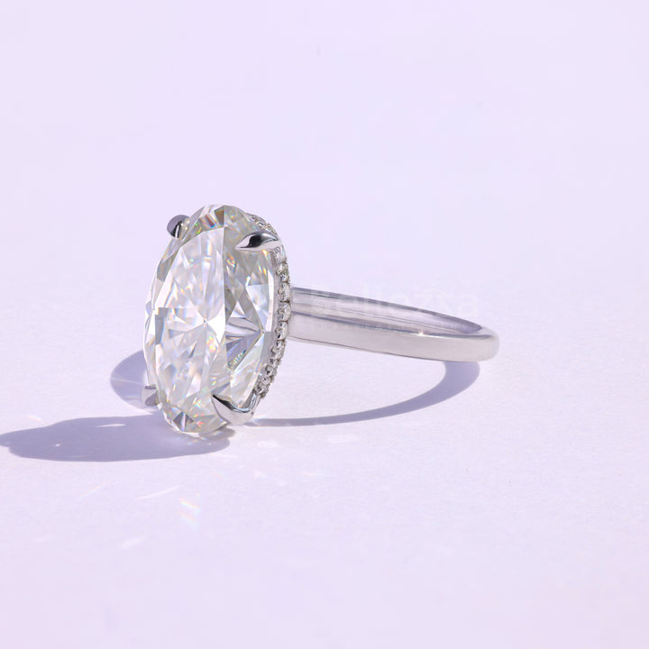 3.0CT Oval Cut Moissanite Hidden Halo Engagement Ring - Ready to ship