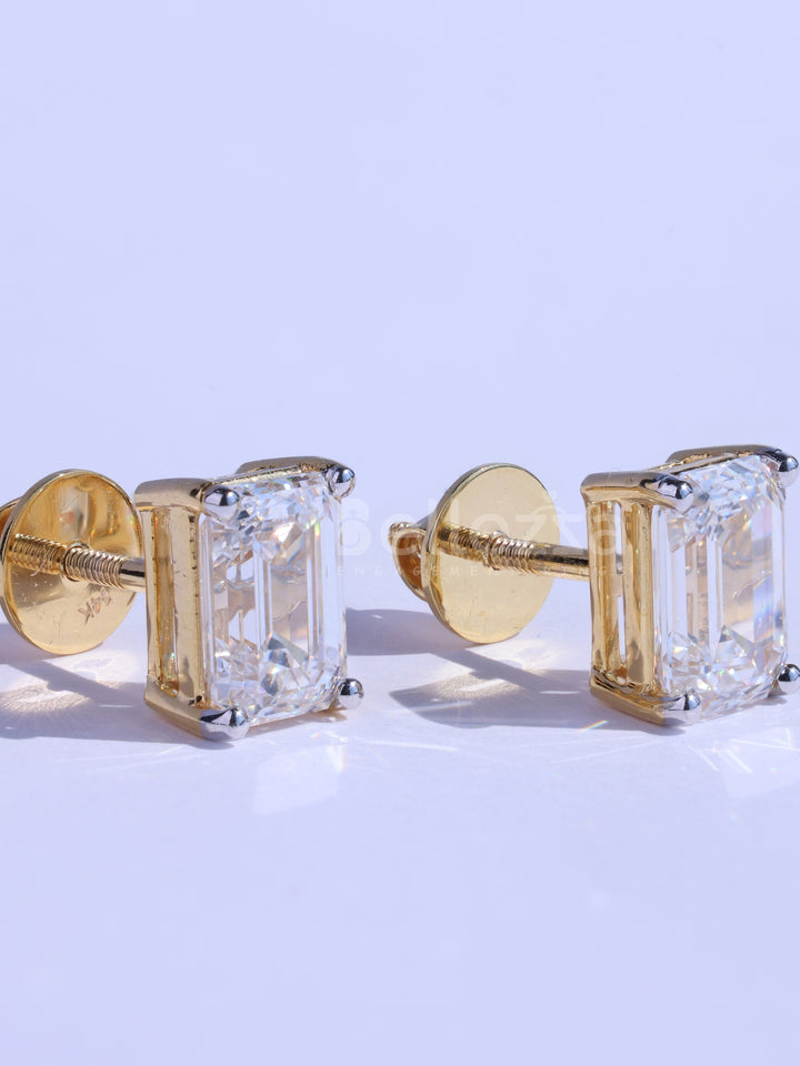 1.0CT Emerald Cut Solitaire Moissanite Stud Earrings For Her