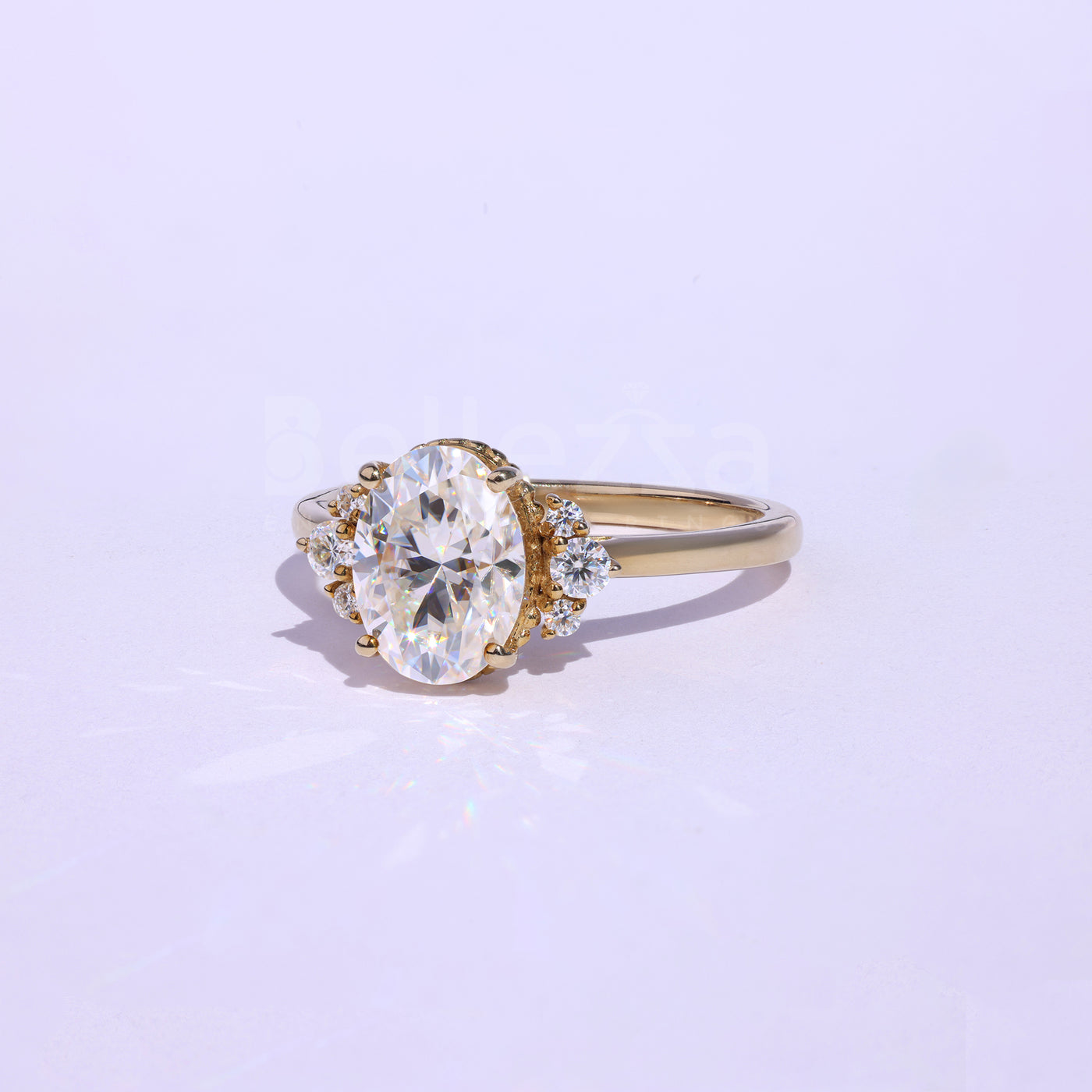 1.0CT Oval Cut Cluster Moissanite Engagement Ring - Ready to Ship