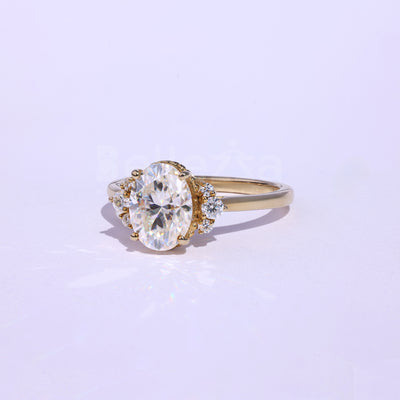 1.0CT Oval Cut Cluster Moissanite Engagement Ring - Ready to Ship