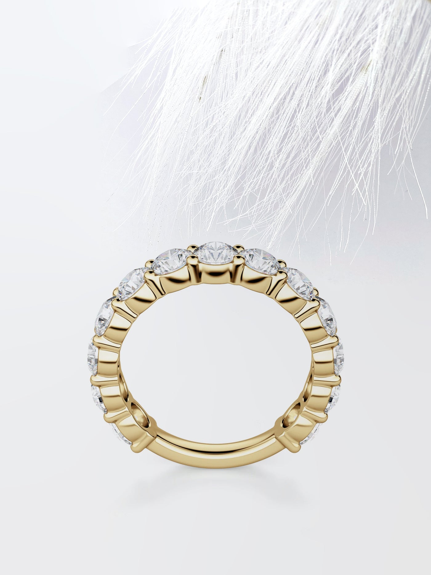 Round Cut Semi-Eternity Band Diamond Wedding Band For Women