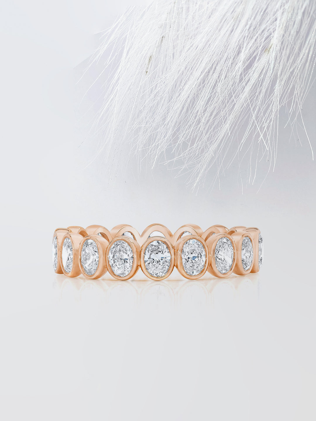 Oval Cut Bezel Diamond Wedding Band For Women