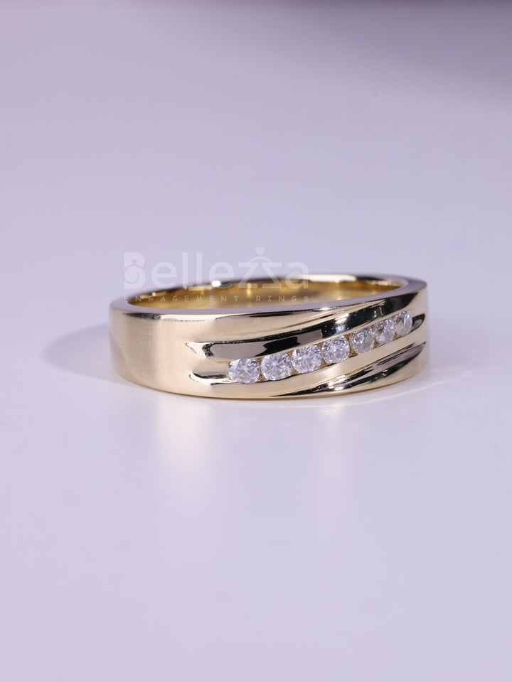 1.0CTW Round Cut Channle Set Men's Wedding Band