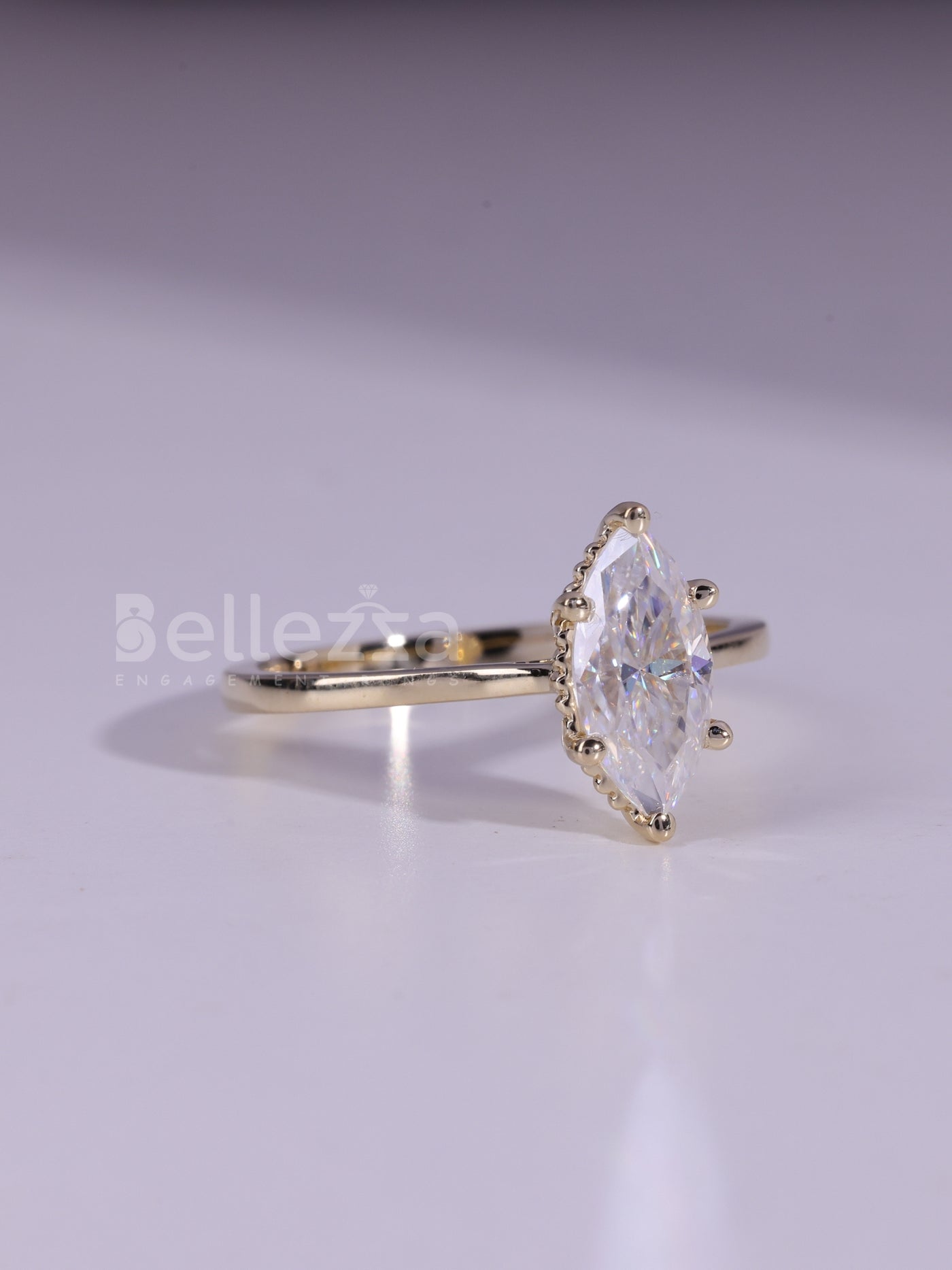 2.0CT Marquise Cut Solitaire Moissanite Engagement Ring