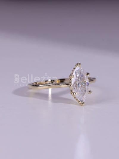 2.0CT Marquise Cut Solitaire Moissanite Engagement Ring