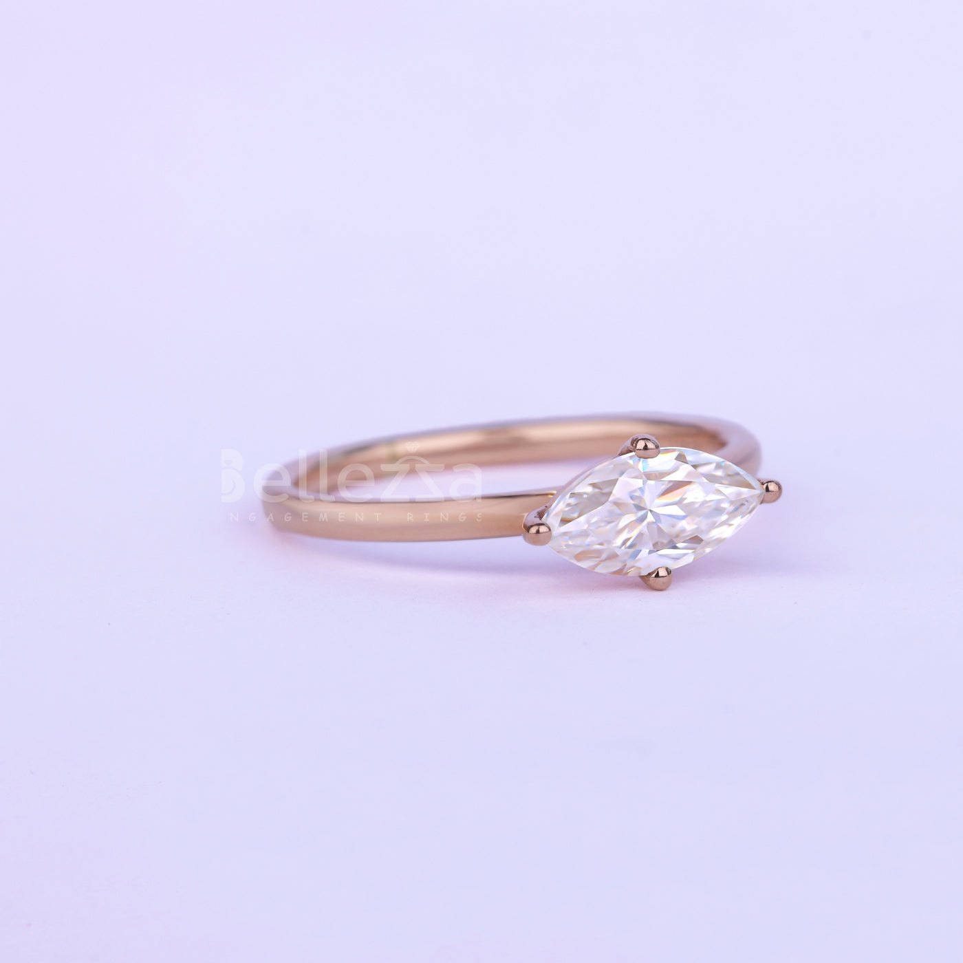 0.75CT East-West Marquise Cut Minimalis Solitaire Engagement Ring