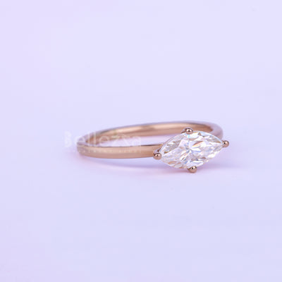 0.75CT East-West Marquise Cut Minimalis Solitaire Engagement Ring