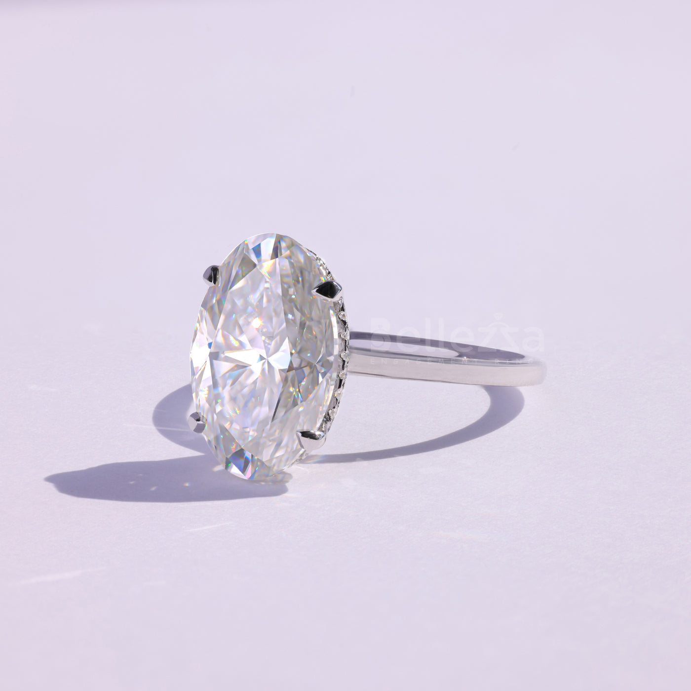 5.50CT Oval Cut Moissanite Hidden Halo Engagement Ring - Ready to ship