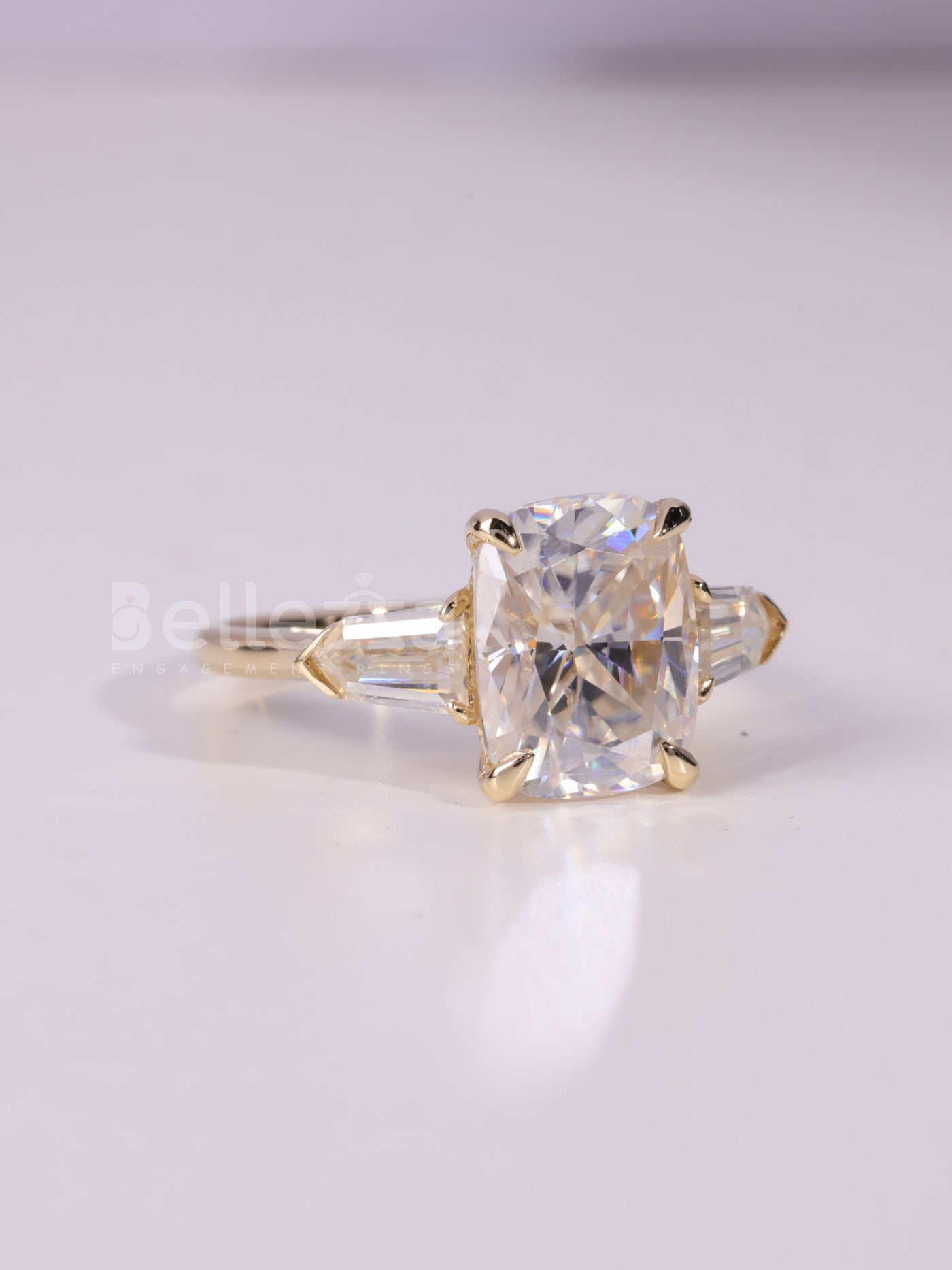 2.50CT-3.50CT Elongated Cushion Cut Three Stone Engagement Ring