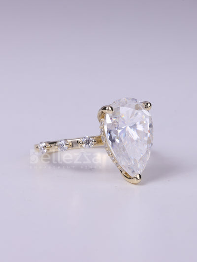 2.50CT Pear cut Pave Setting Moissanite Diamond Engagement Ring