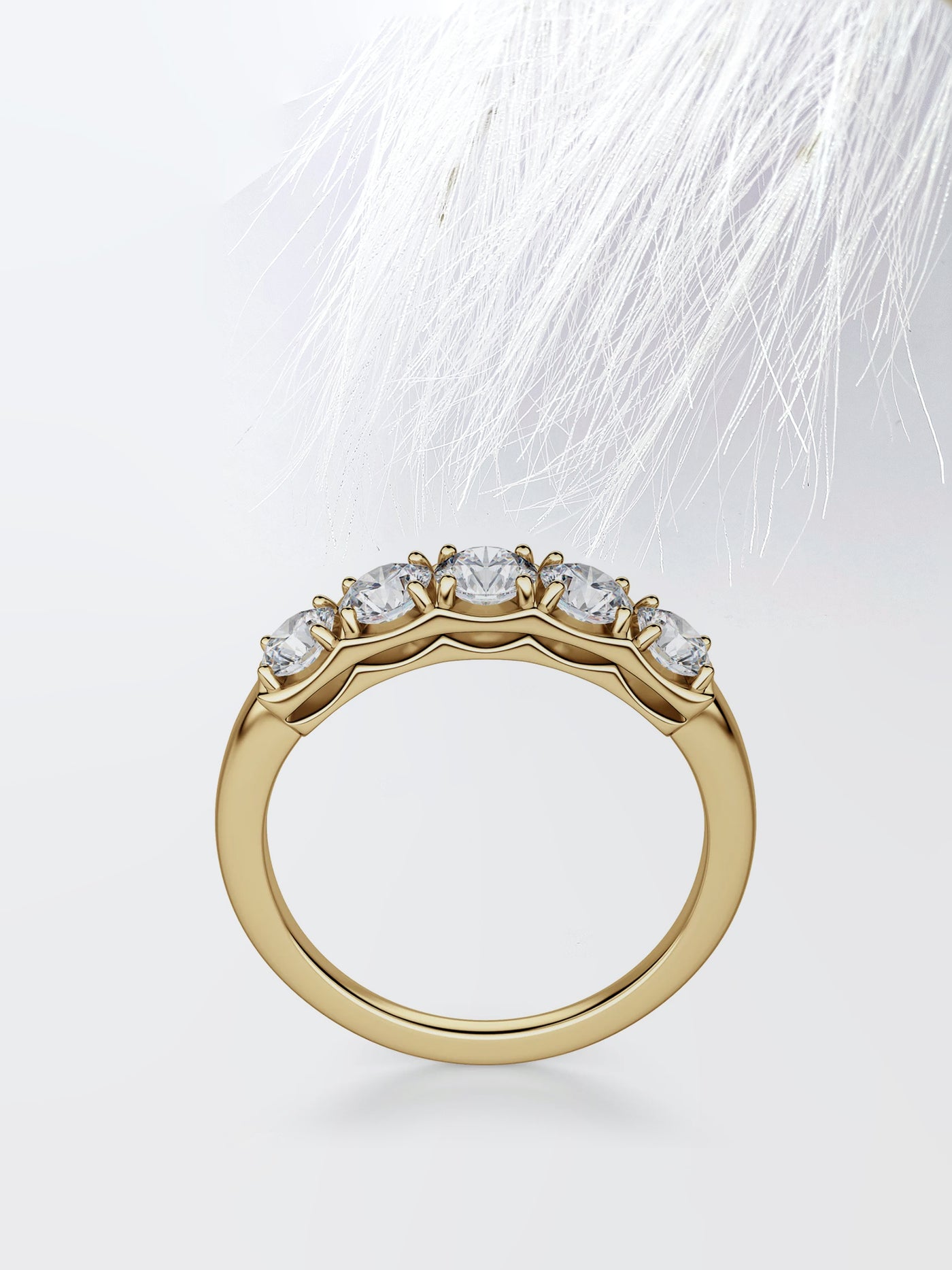 Round Cut Five Stone Wedding Band For Women