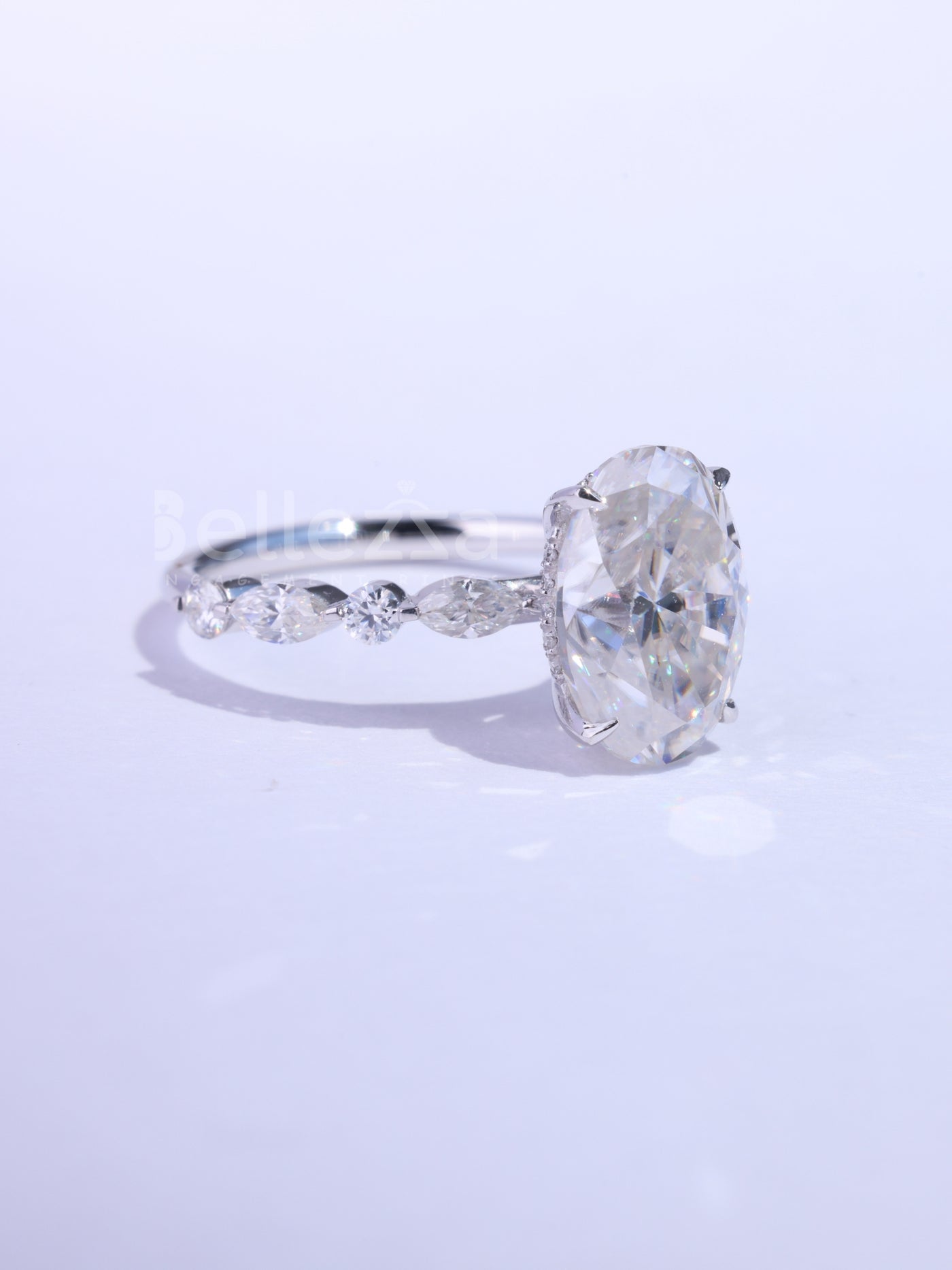 1.50CT Oval Cut Pave Setting Moissanite Engagement Ring