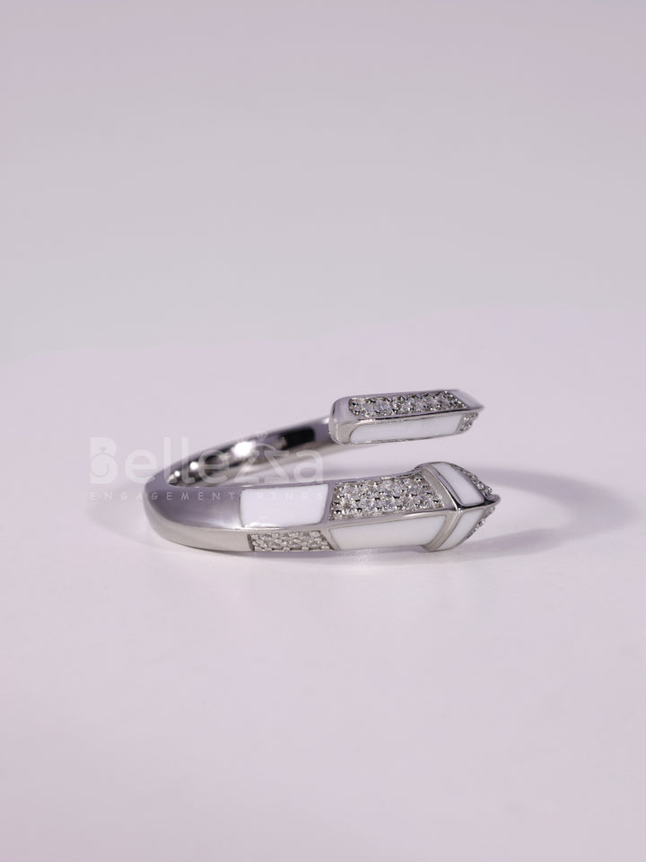 0.60TCW Round Cut Unique Style Bypass Shank Wedding Band