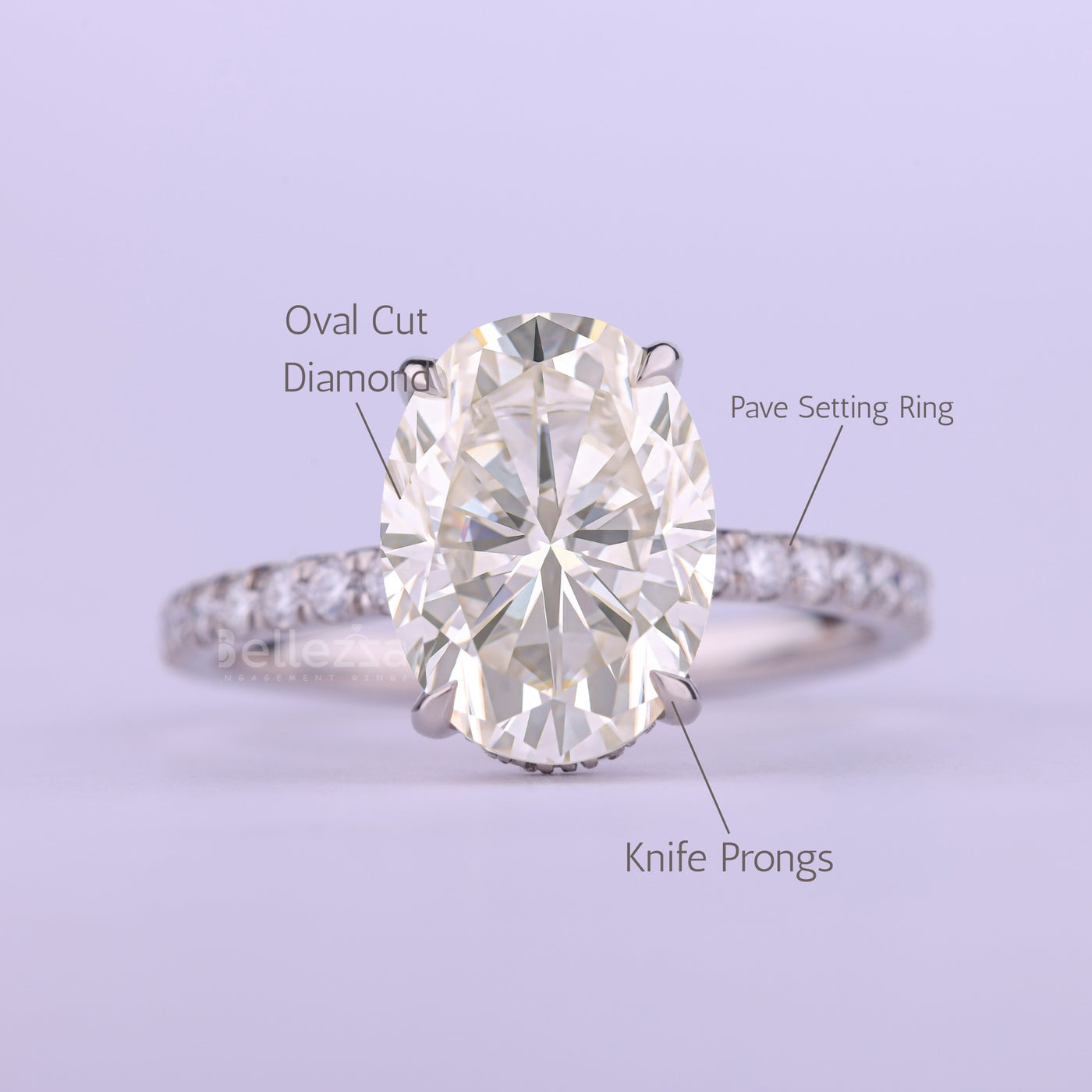 1.50CT Oval Cut Hidden Halo Moissanite Engagement Ring
