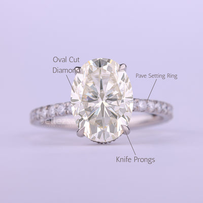 1.50CT Oval Cut Hidden Halo Moissanite Engagement Ring