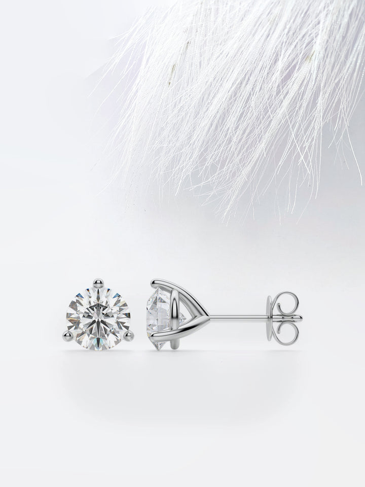 2.0CT Round Cut Stud Moissanite Diamond Earrings For Women