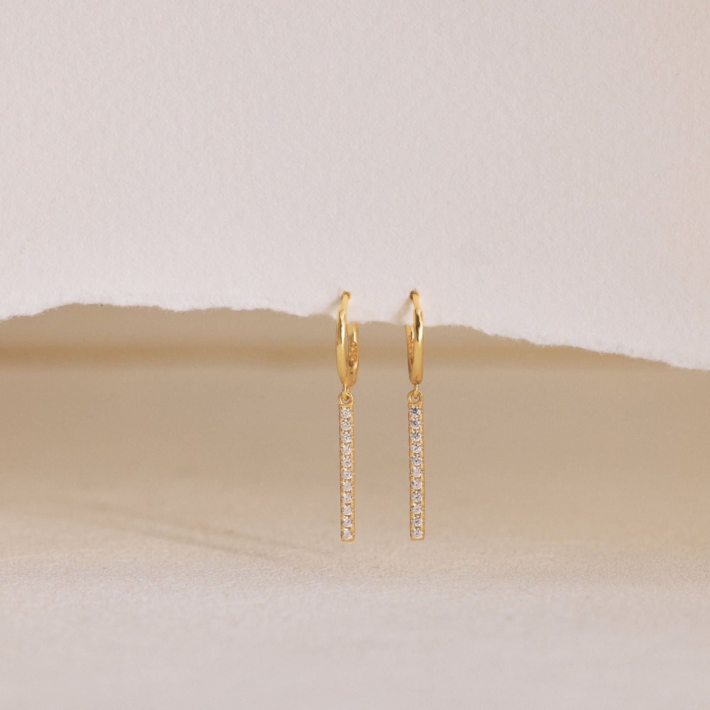 Round Cut Diamond Minimalist Long Bar Earrings for Her