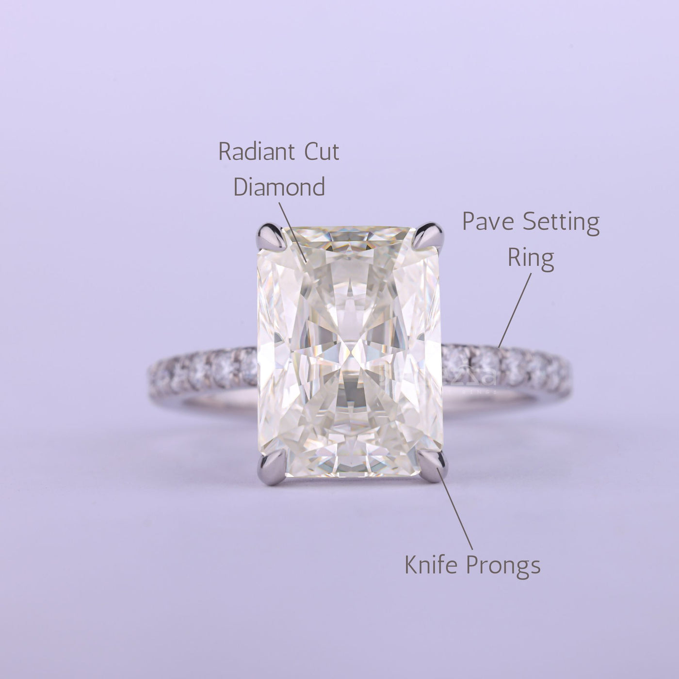 1.50CT Radiant Cut Diamond Pave Setting Engagement Ring