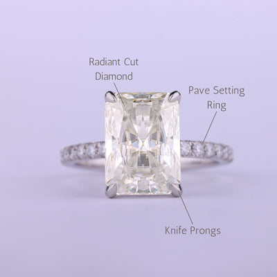 1.50CT Radiant Cut Diamond Pave Setting Engagement Ring