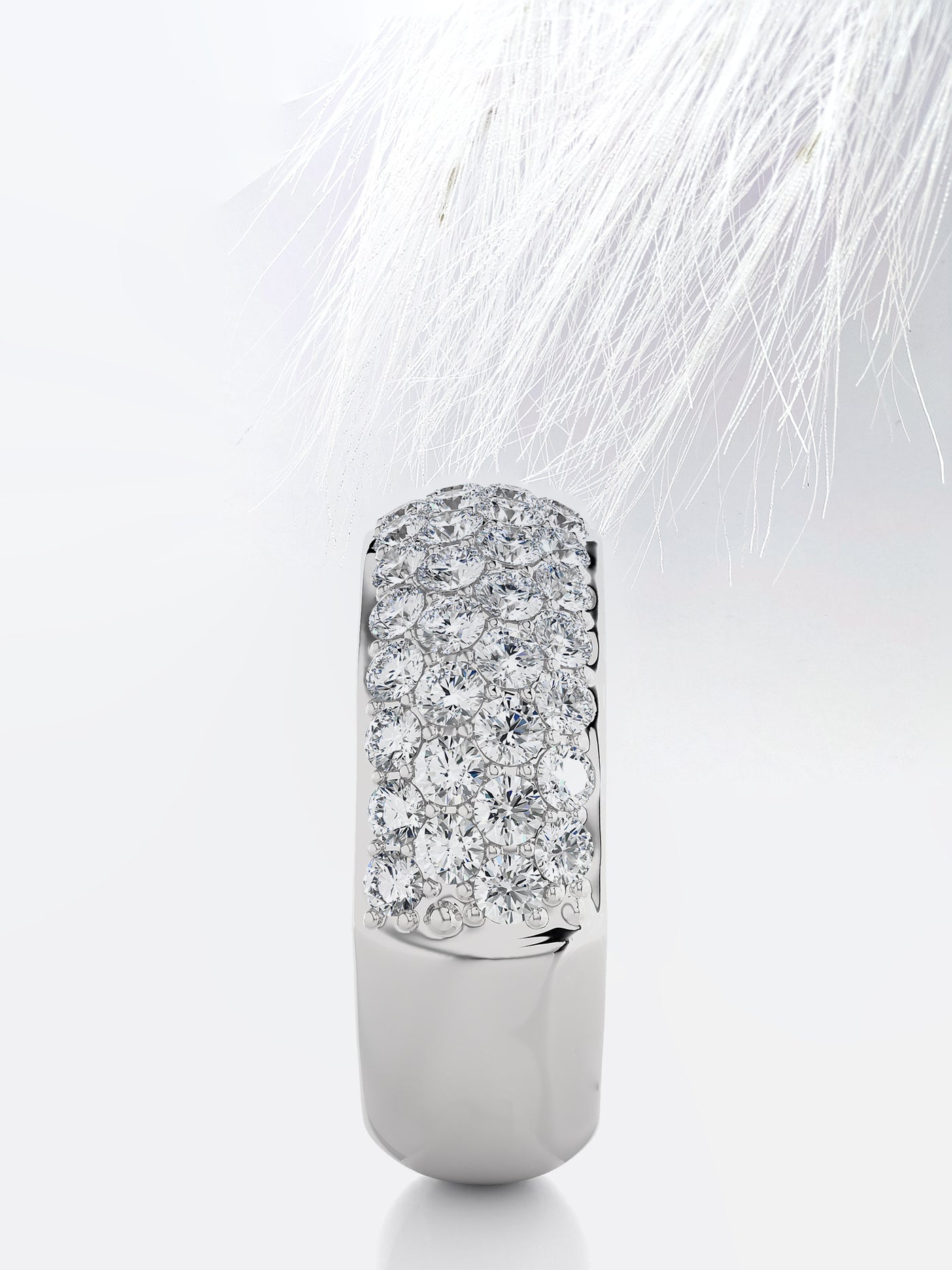 Round Cut Clustered Moissanite Men's Wedding Band In White Gold