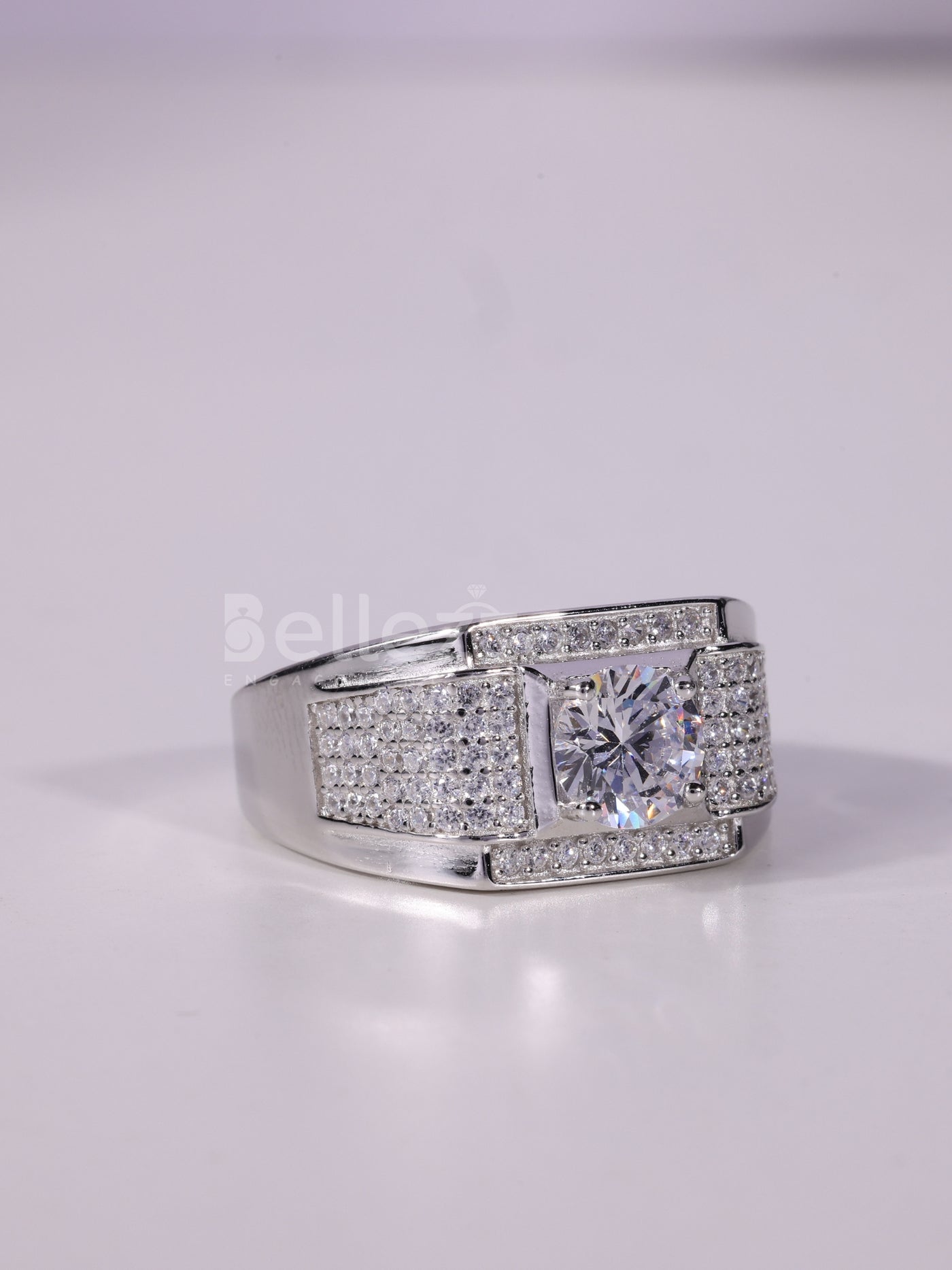 0.50CT Round Cut Cluster Diamond Men's Moissanite Engagement Ring