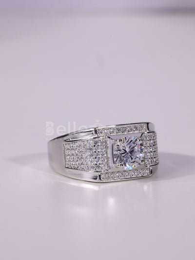 0.50CT Round Cut Cluster Diamond Men's Moissanite Engagement Ring