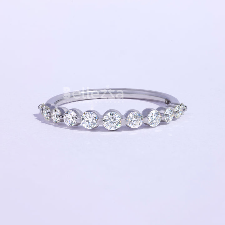 Round Cut Half Eternity Moissanite Wedding Band - Ready To Ship