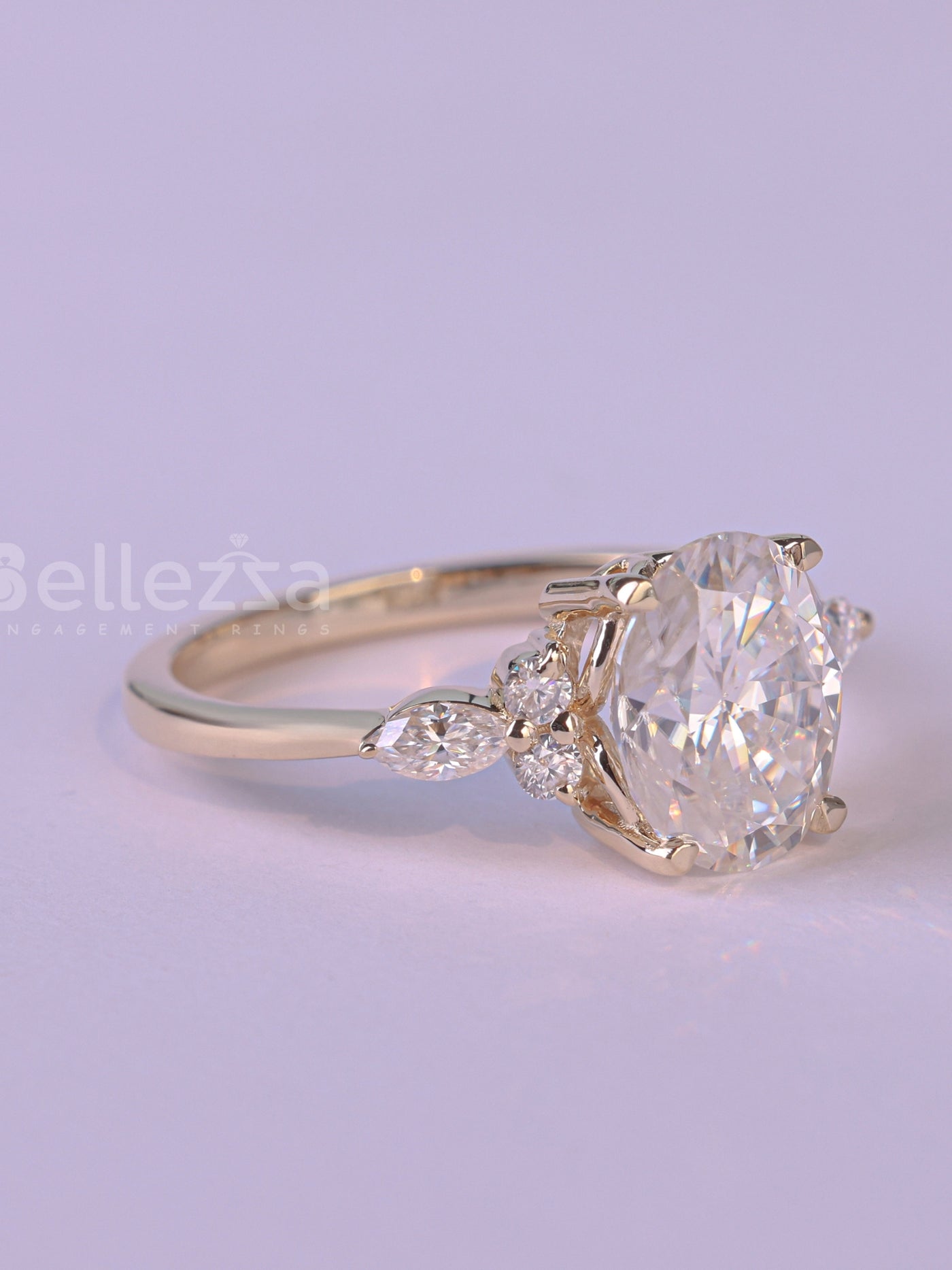 2.0CT Oval Cut Cluster Diamond Moissanite Engagement Ring