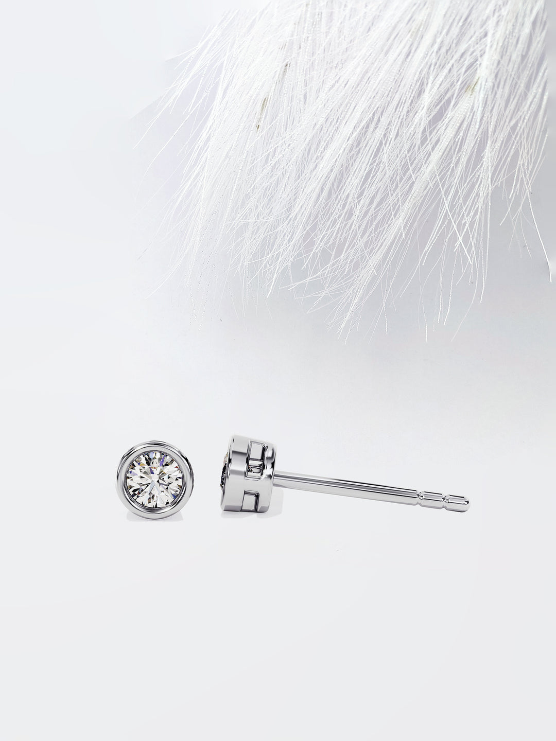 Round Cut Bezel Set Moissanite Stud Diamond Earrings For Women