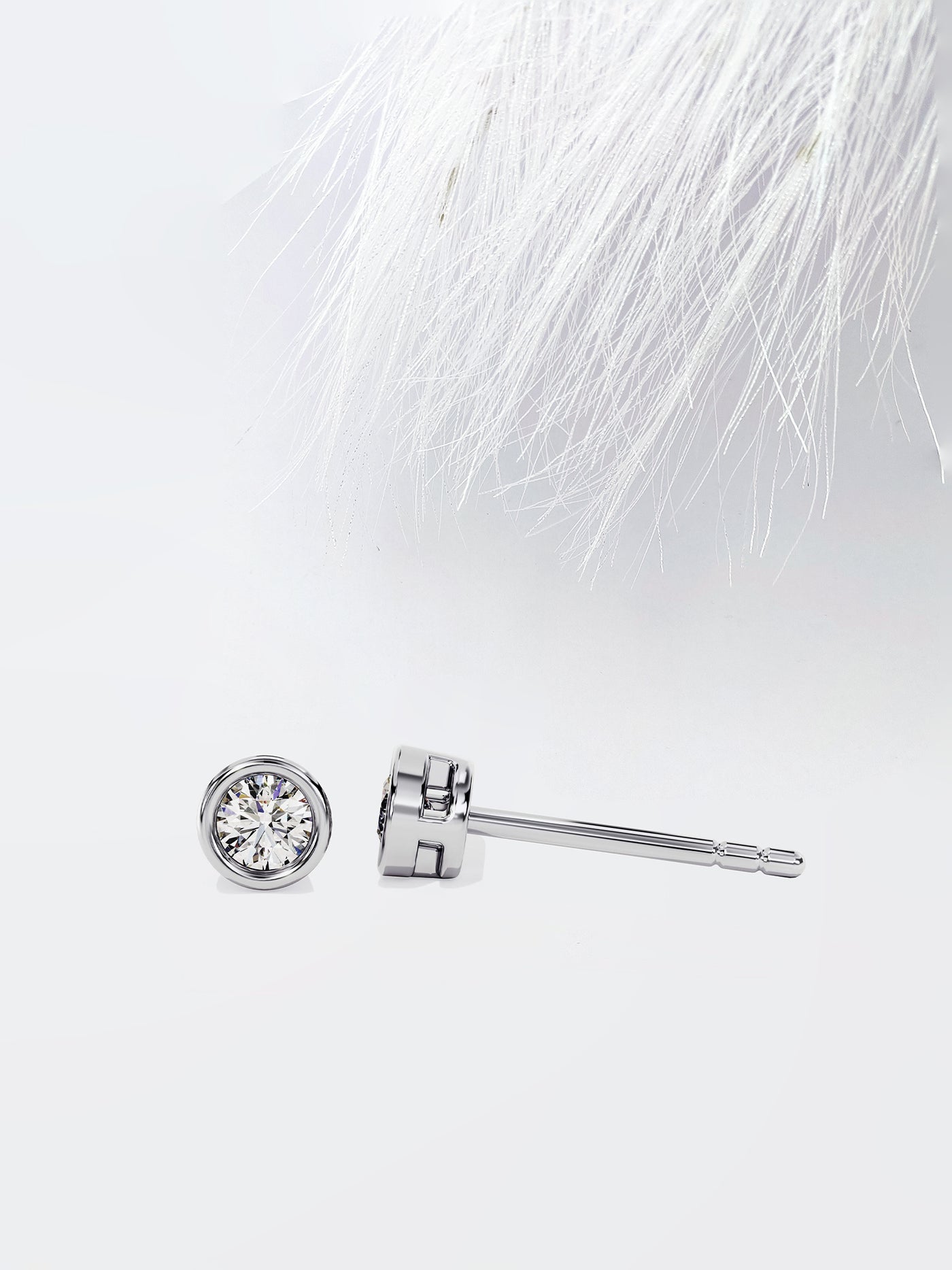 Round Cut Bezel Set Moissanite Stud Diamond Earrings For Women