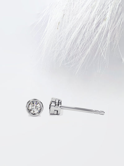 Round Cut Bezel Set Moissanite Stud Diamond Earrings For Women