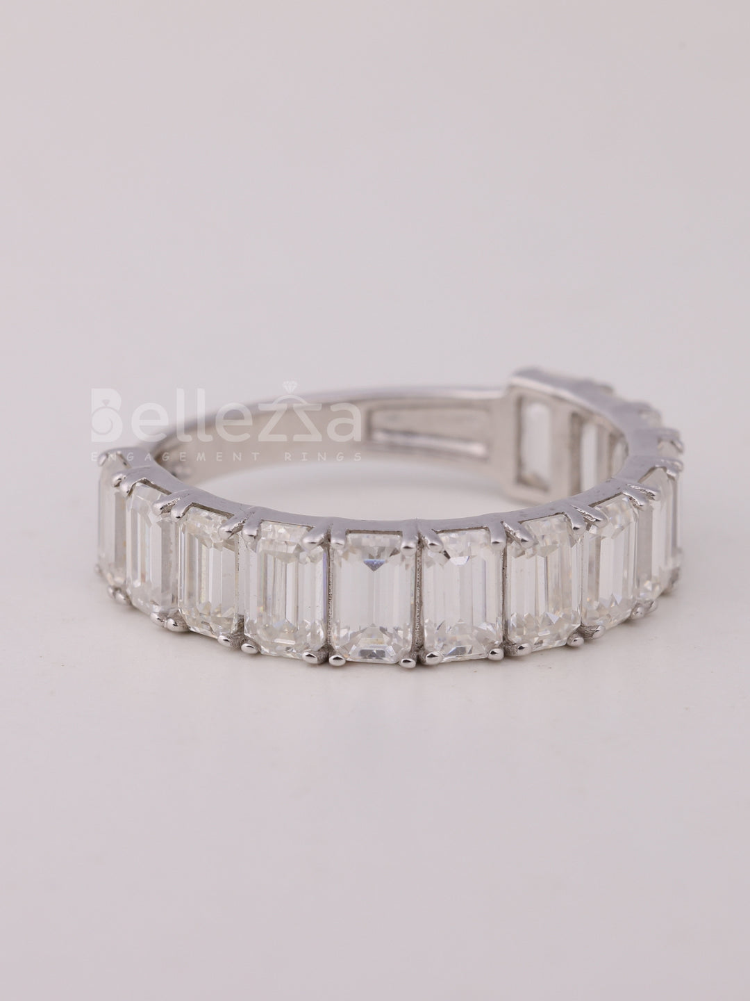 1.50TCW Emerald Cut Half Eternity Wedding Band For Her