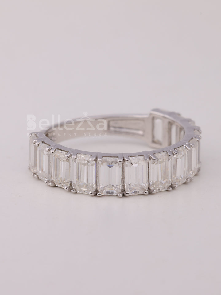 1.50TCW Emerald Cut Half Eternity Wedding Band For Her