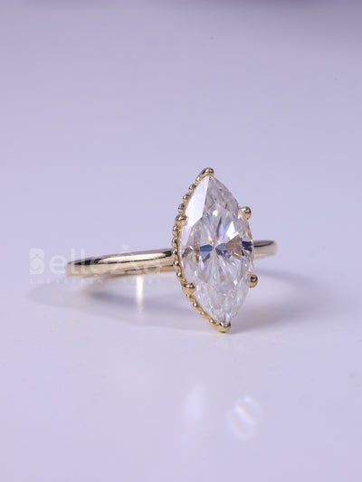 1.5CT-2.5CT Marquise Cut Solitaire Moissanite Engagement Ring