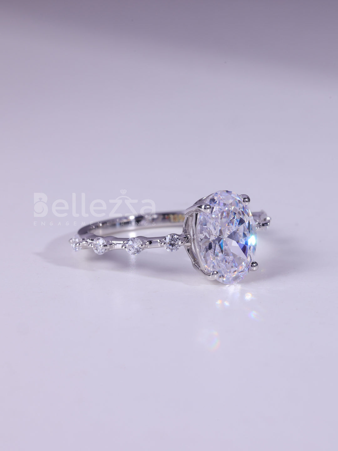 1.20CT Oval Cut Moissanite Petite Pave Setting Engagement Ring