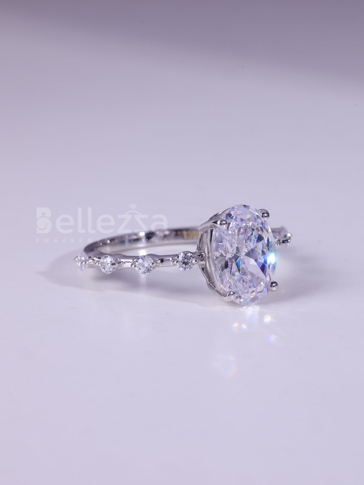 1.20CT Oval Cut Moissanite Petite Pave Setting Engagement Ring