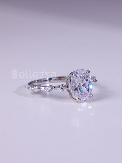 1.20CT Oval Cut Moissanite Petite Pave Setting Engagement Ring